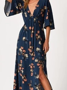 2023 Women's V-neck printed dress