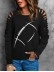 American football cold shoulder crew neck casual sweatshirt