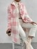 Autumn and winter lapel plush plaid coat loose long coat