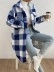 Autumn and winter lapel plush plaid coat loose long coat