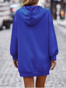 Autumn/Winter New Solid Hooded Loose Sleeve Dress