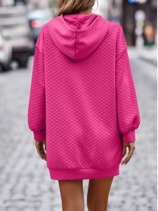 Autumn/Winter New Solid Hooded Loose Sleeve Dress