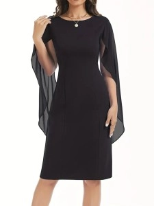 Black chiffon patchwork elegant slim dress dress