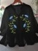 Black women's loose cotton linen embroidered shirt