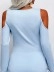 Blue off-the-shoulder sexy knit T-shirt top