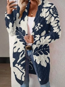Blue printed sweater cardigan