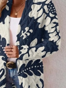 Blue printed sweater cardigan