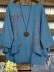 Blue round neck pullover loose comfortable breathable cotton linen shirt