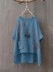 Blue round neck pullover loose comfortable breathable cotton linen shirt