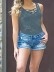 Blue V-neck sexy knit tank top