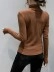 Brown women's turtleneck pleated top T-shirt