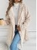Buckle Jacquard Winter Warmth Plain Thicken Fleece Casual Loose Lapel Collar Mid-long Teddy Jacket