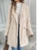 Buckle Jacquard Winter Warmth Plain Thicken Fleece Casual Loose Lapel Collar Mid-long Teddy Jacket