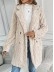 Buckle Jacquard Winter Warmth Plain Thicken Fleece Casual Loose Lapel Collar Mid-long Teddy Jacket