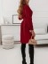 Burgundy shirt dress with lapel waist