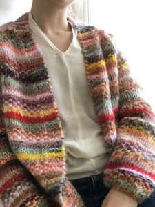 Casual colorful striped knitted cardigan