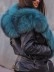 Casual contrast color fur collar patchwork coat