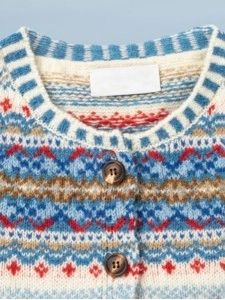 Casual contrasting crew neck buttoned knitted cardigan
