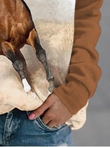 Casual contrasting horse print sweatshirt