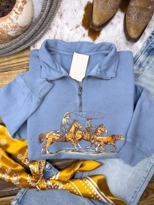 Casual Cowgirl zipper long-sleeved sweatshirt