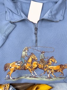 Casual Cowgirl zipper long-sleeved sweatshirt