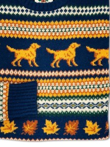 Casual dog pattern contrast sweater