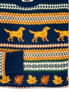 Casual dog pattern contrast sweater