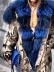 Casual fur collar patchwork camouflage coat