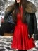 Casual fur collar patchwork leather coat
