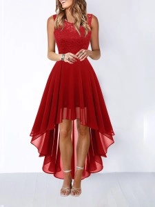 Casual hollow waist chiffon dress