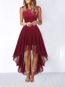 Casual hollow waist chiffon dress