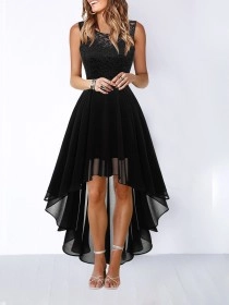 Casual hollow waist chiffon dress