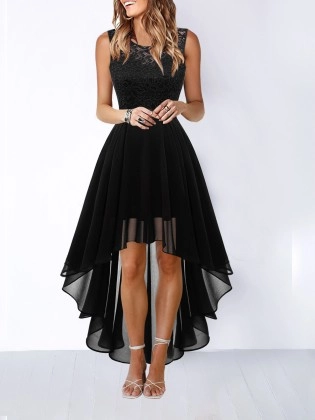 Casual hollow waist chiffon dress