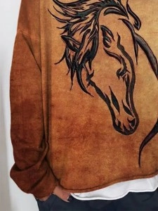 Casual horse print long sleeve sweatshirt