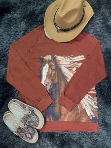 Casual horse print long sleeve sweatshirt