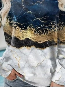 Casual long sleeved marble printed sweater