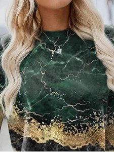 Casual long sleeved marble printed sweater
