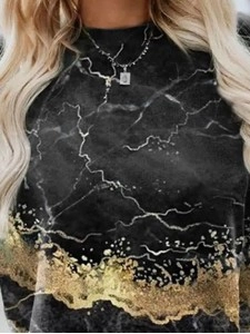 Casual long sleeved marble printed sweater