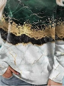 Casual long sleeved marble printed sweater