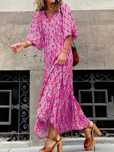 Casual Print Split Joint Straight Dresses
