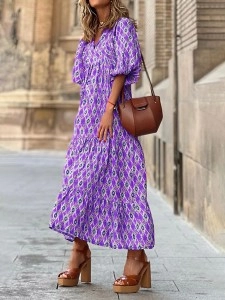 Casual Print Split Joint Straight Dresses