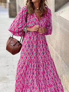 Casual Print Split Joint Straight Dresses