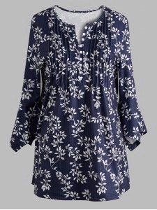 Casual V Neck 3/4 Sleeve Button Flowing Shirt Blouse