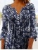 Casual V Neck 3/4 Sleeve Button Flowing Shirt Blouse