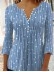 Casual V-neck 3/4 Sleeves Polka Dots Stripes Top