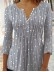 Casual V-neck 3/4 Sleeves Polka Dots Stripes Top