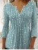 Casual V-neck 3/4 Sleeves Polka Dots Stripes Top