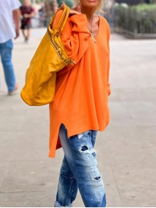Casual V-neck Loose Plain Sweater
