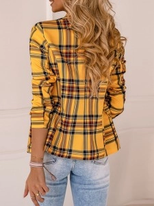 Checkered slim fitting short suit jacket