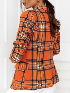 Checkered slim fitting short suit jacket